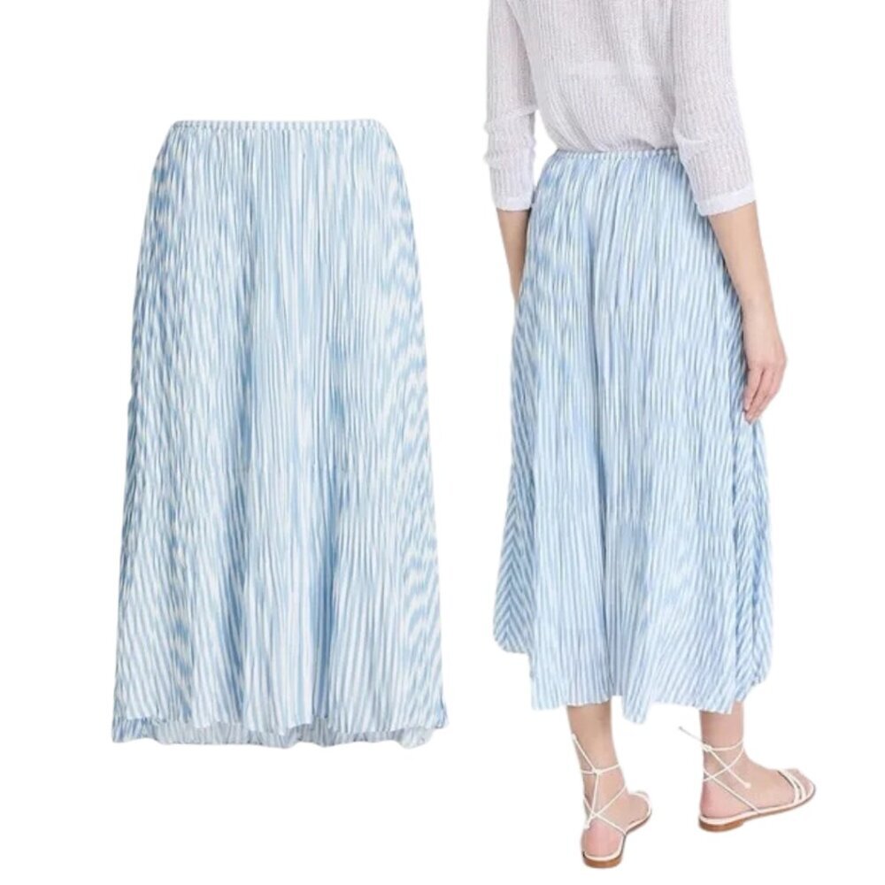 NWT Vince Womens Striped Handkerchief Hem Pleated Skirt Size Small